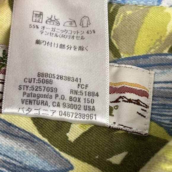 Patagonia Pataloha Men's Limited Hawaiian Fish Blue Yellow Print Shirt Medium - Picture 11 of 11